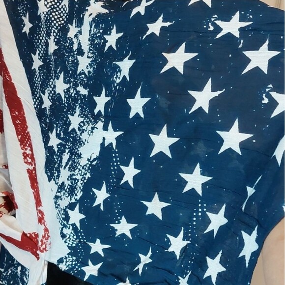 Accessory St Patriotic American Flag Shawl Shrug Wrap Swim Cover One Size NWT - Picture 5 of 8
